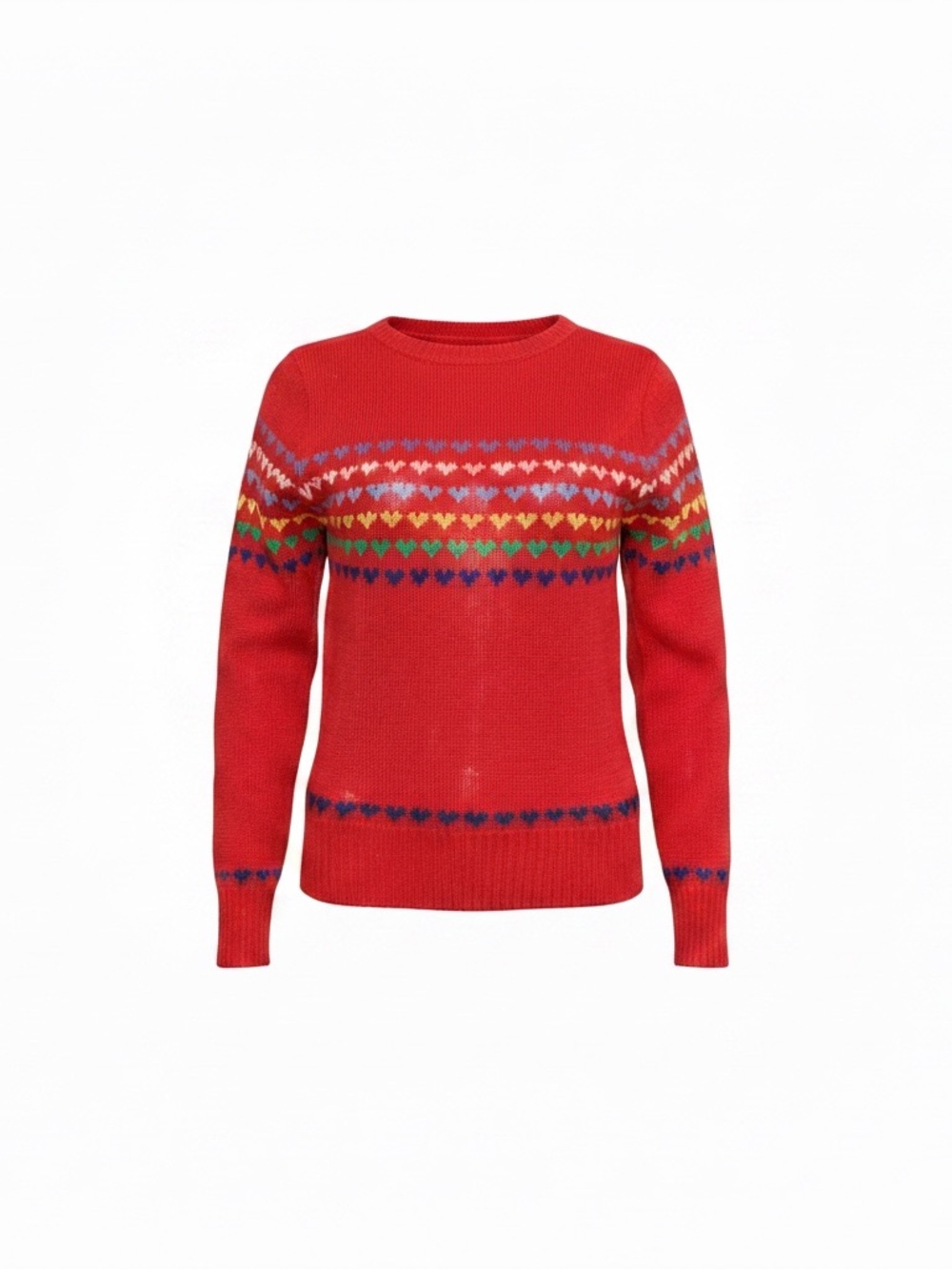 Red Heart-Pattern Women's Sweater - Picture 4 of 5